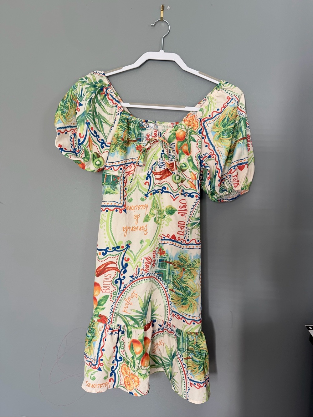 Live 4 Truth Cream Dress with Green and Orange Tropical Print
